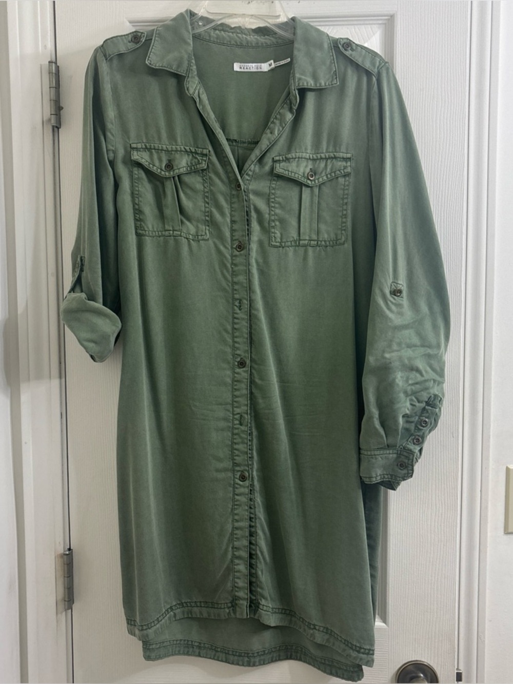 kenneth cole reaction Dress Button Down Women’s Size Medium Army Green Midi